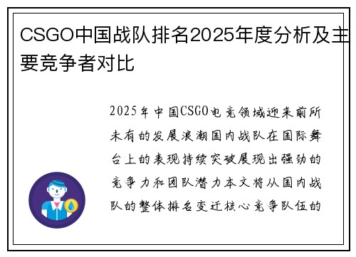 CSGO中国战队排名2025年度分析及主要竞争者对比